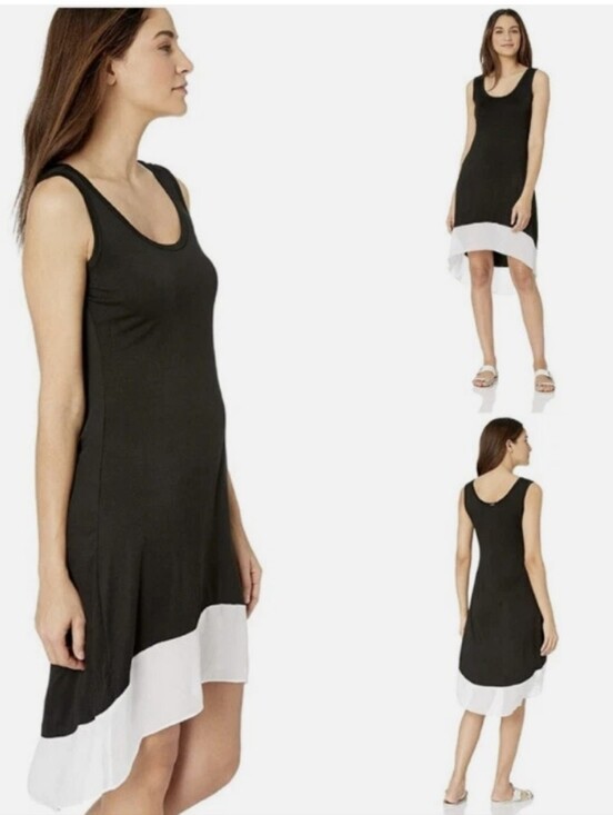 Calvin Klein Dresses & Skirts - Calvin Klein Asymetrical Hem Sleeveless Dress feat. B&W Colorblock Design